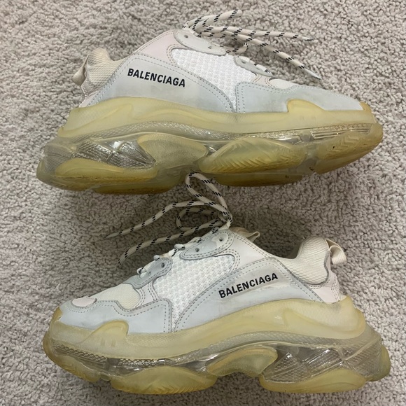 Men's Women's BALENCIAGA White TRIPLE S Clear PLATFORM Designer SNEAKERS M 6 - Picture 4 of 6
